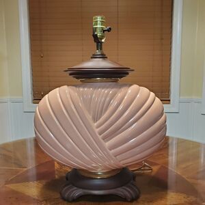 HAEGER 3150 Pottery Lamp MCM Light Coral Peach Draped Hollywood Regency Style